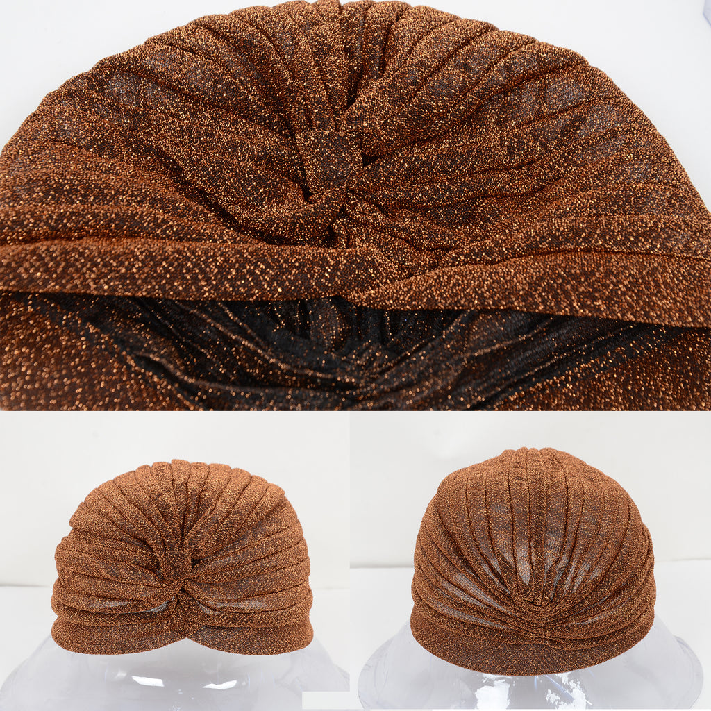 Anna-Kaci Glitter Turban Twist Knot Head Wrap Stretchy Metallic Fabric Elegant Headscarf for Stylish Looks