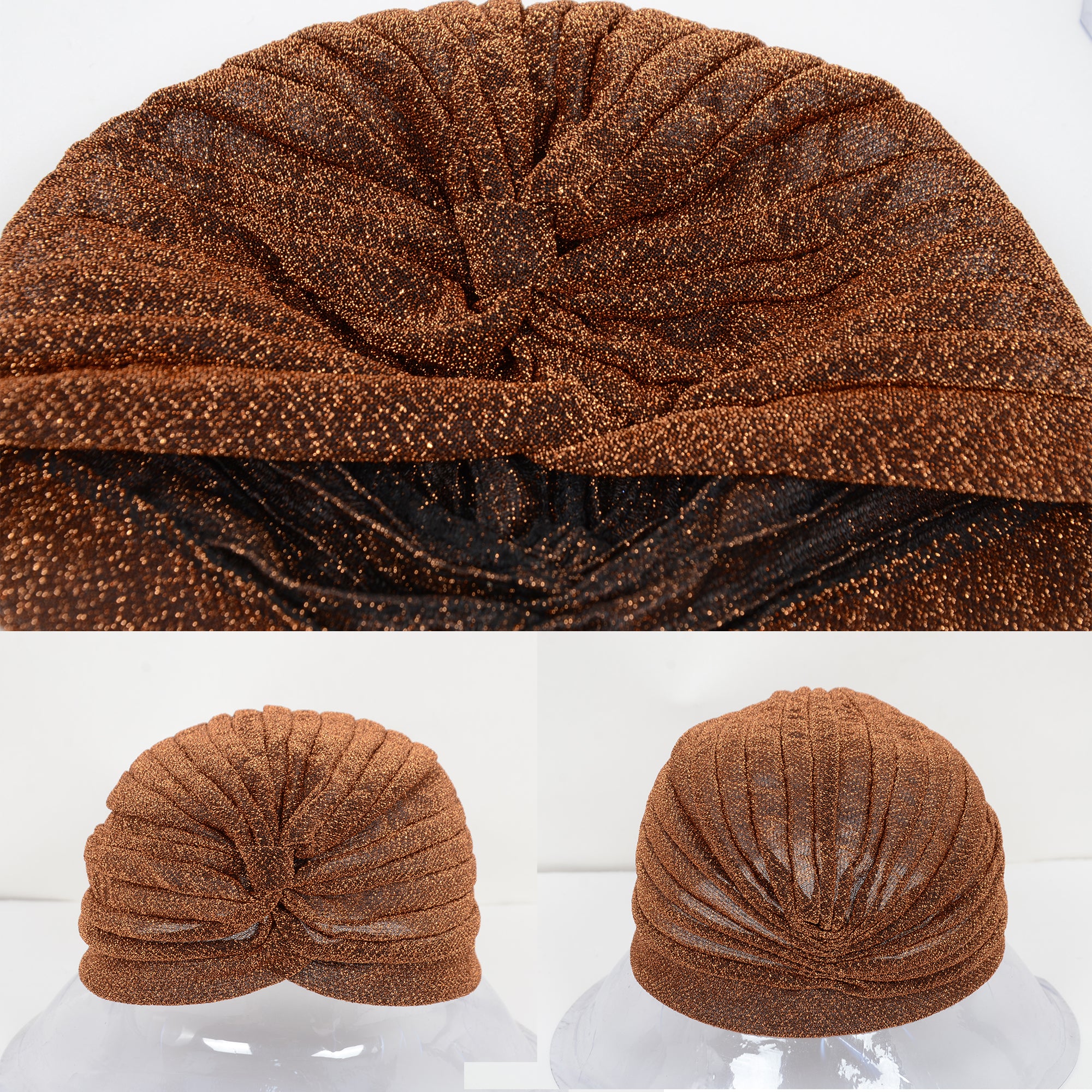 Anna-Kaci Glitter Turban Twist Knot Head Wrap Stretchy Metallic Fabric Elegant Headscarf for Stylish Looks