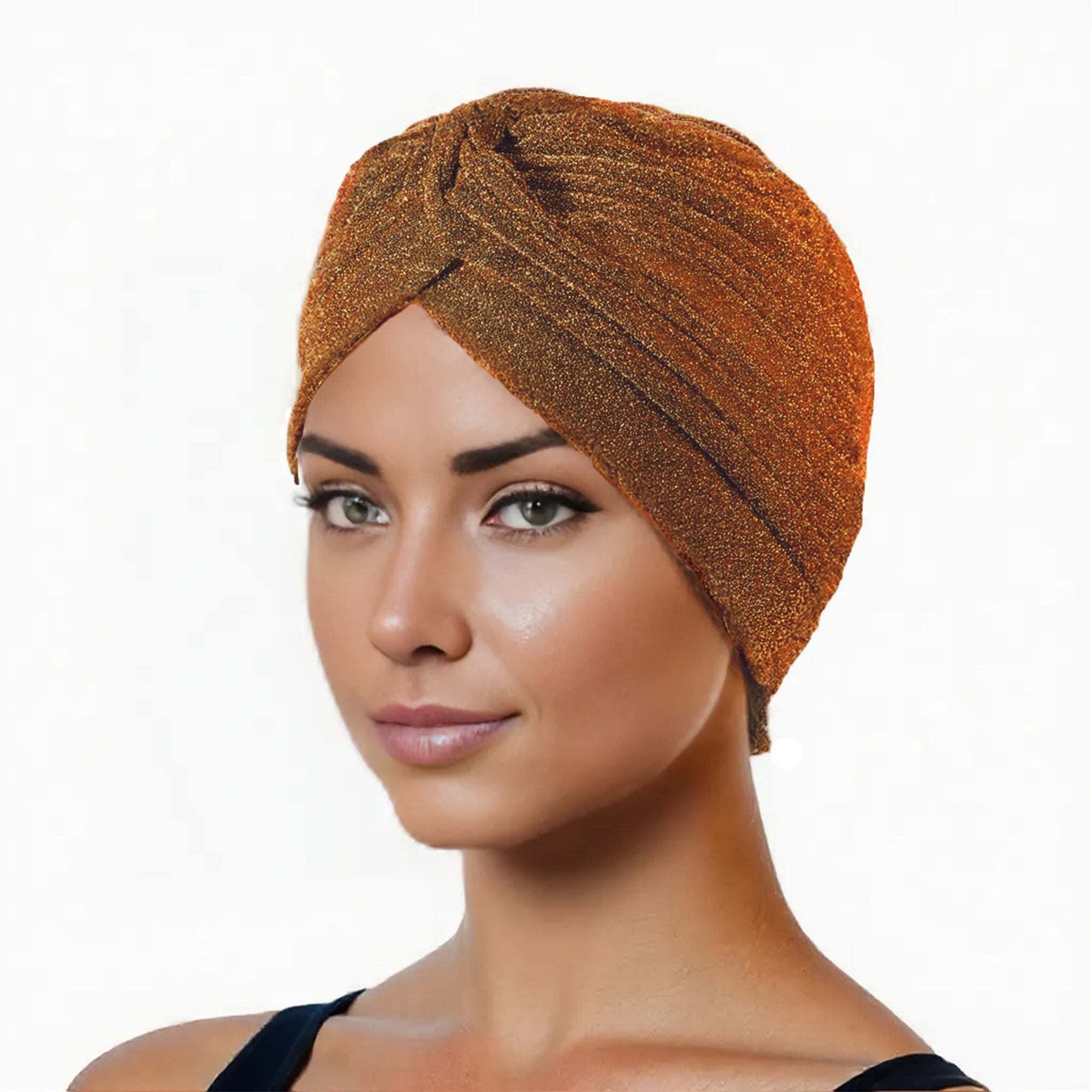 Anna-Kaci Glitter Turban Twist Knot Head Wrap Stretchy Metallic Fabric Elegant Headscarf for Stylish Looks
