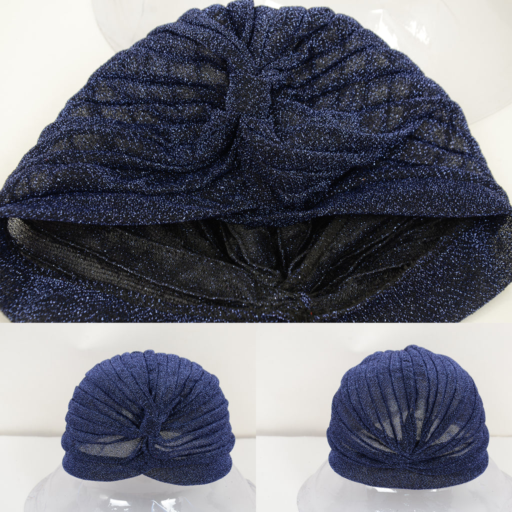 Anna-Kaci Glitter Turban Twist Knot Head Wrap Stretchy Metallic Fabric Elegant Headscarf for Stylish Looks