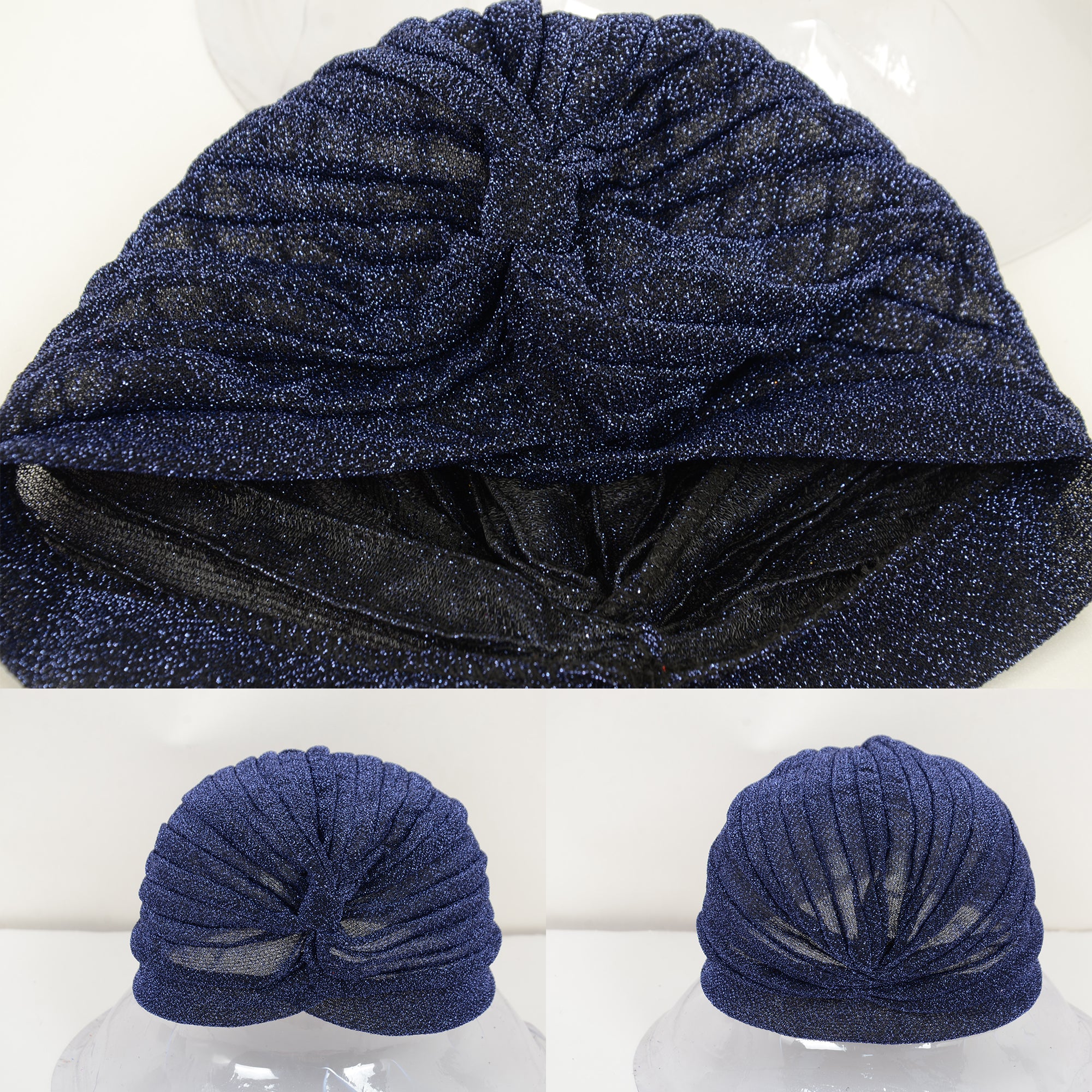 Anna-Kaci Glitter Turban Twist Knot Head Wrap Stretchy Metallic Fabric Elegant Headscarf for Stylish Looks