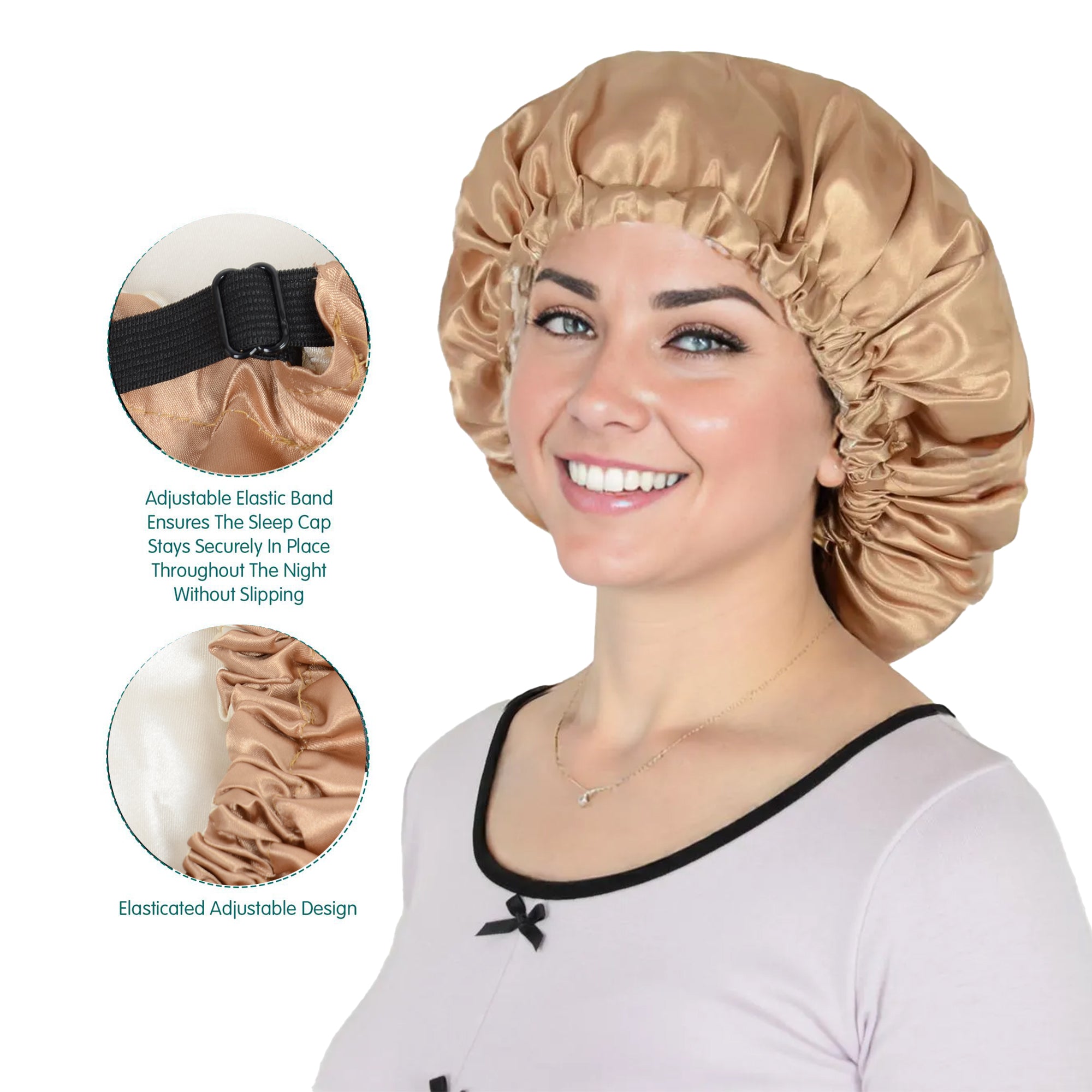 Anna-Kaci Sleep Bonnet Adjustable Elastic Band Smooth Hair Protection Cap for Curly and Natural Hair