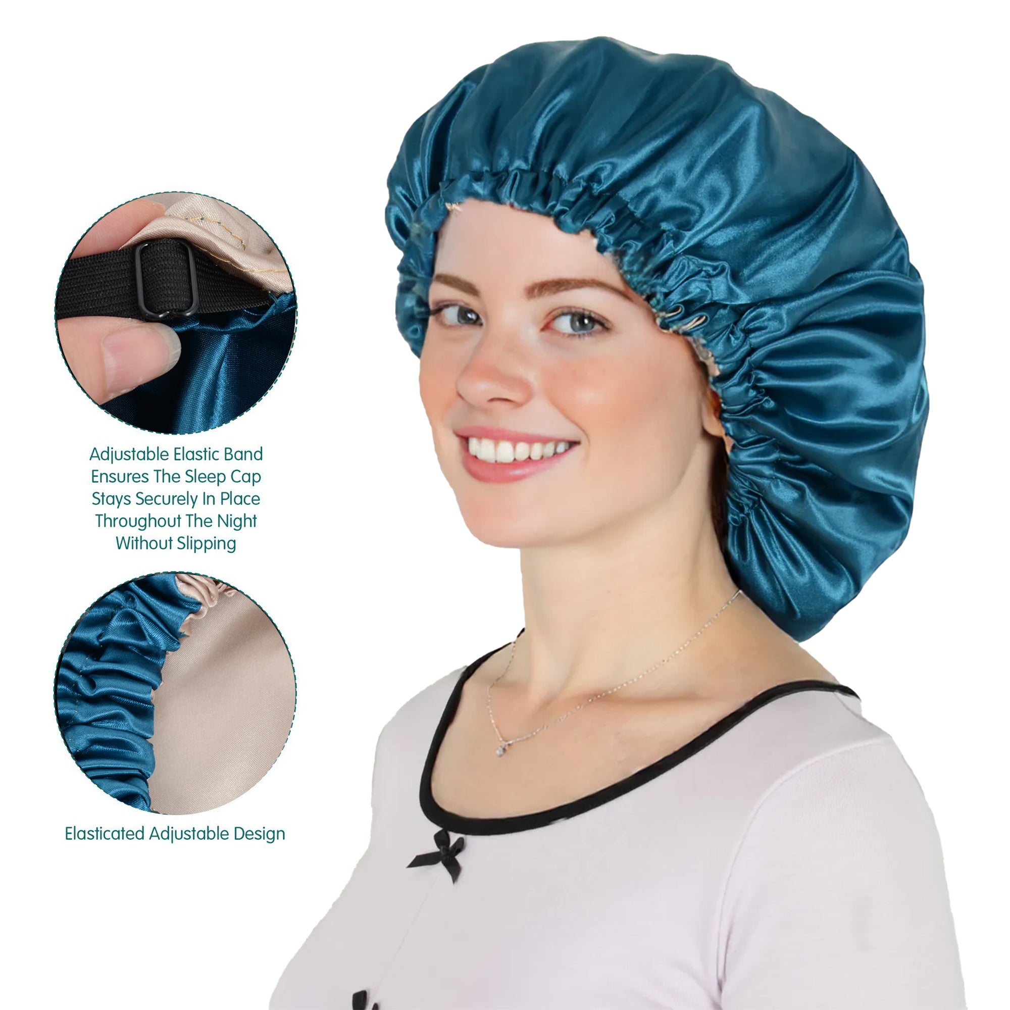 Anna-Kaci Sleep Bonnet Adjustable Elastic Band Smooth Hair Protection Cap for Curly and Natural Hair