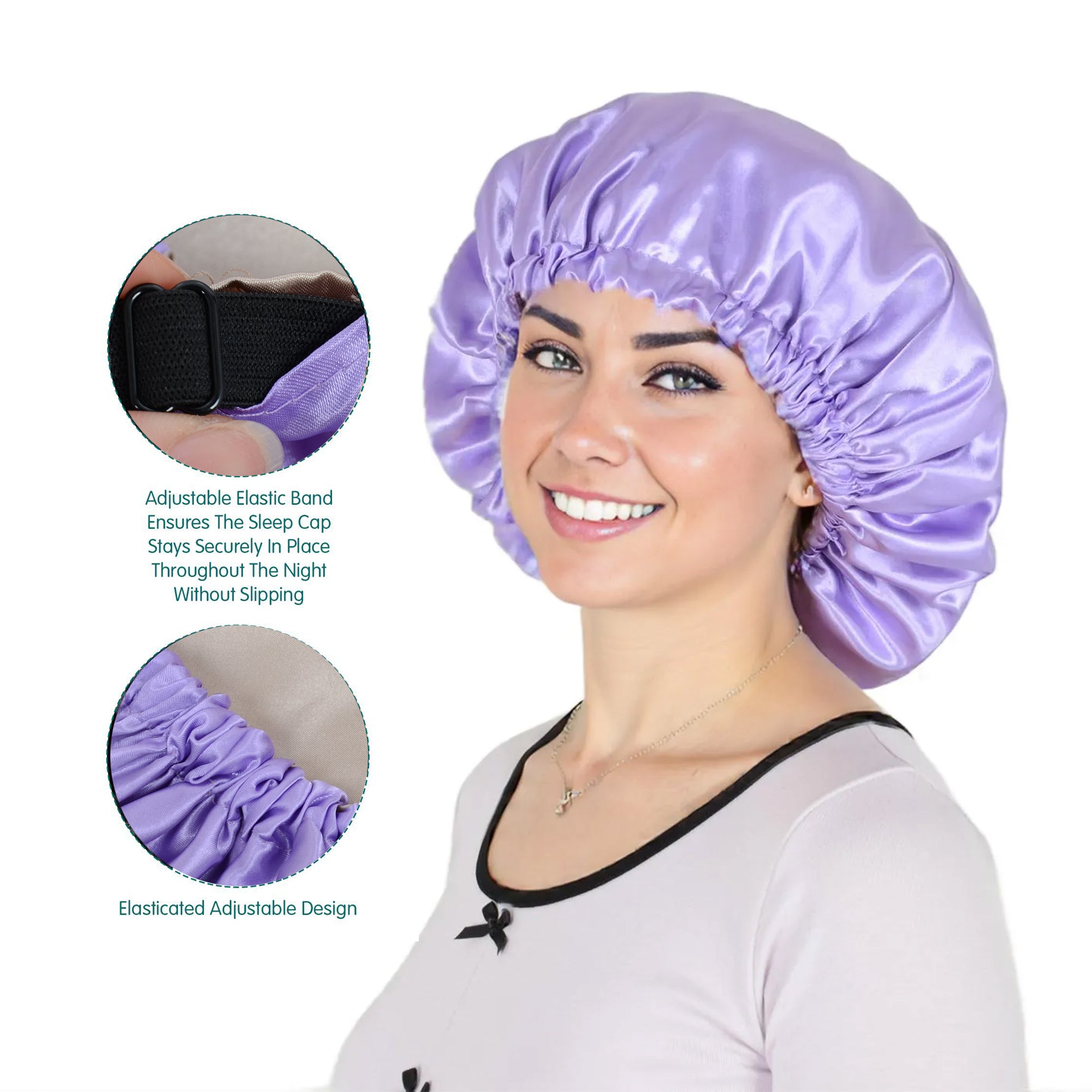Anna-Kaci Sleep Bonnet Adjustable Elastic Band Smooth Hair Protection Cap for Curly and Natural Hair