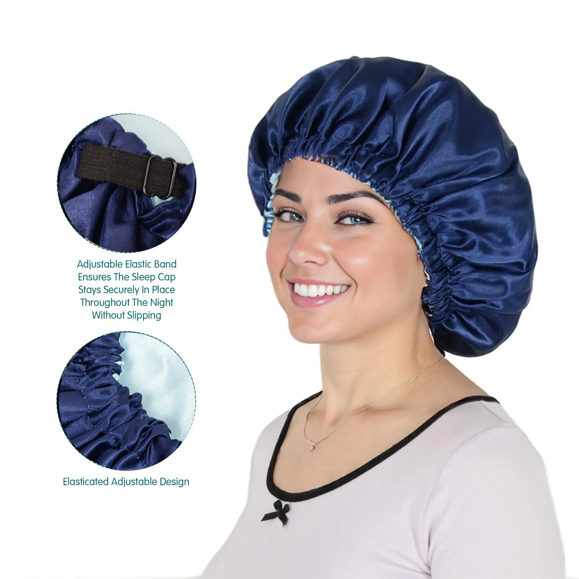Anna-Kaci Sleep Bonnet Adjustable Elastic Band Smooth Hair Protection Cap for Curly and Natural Hair