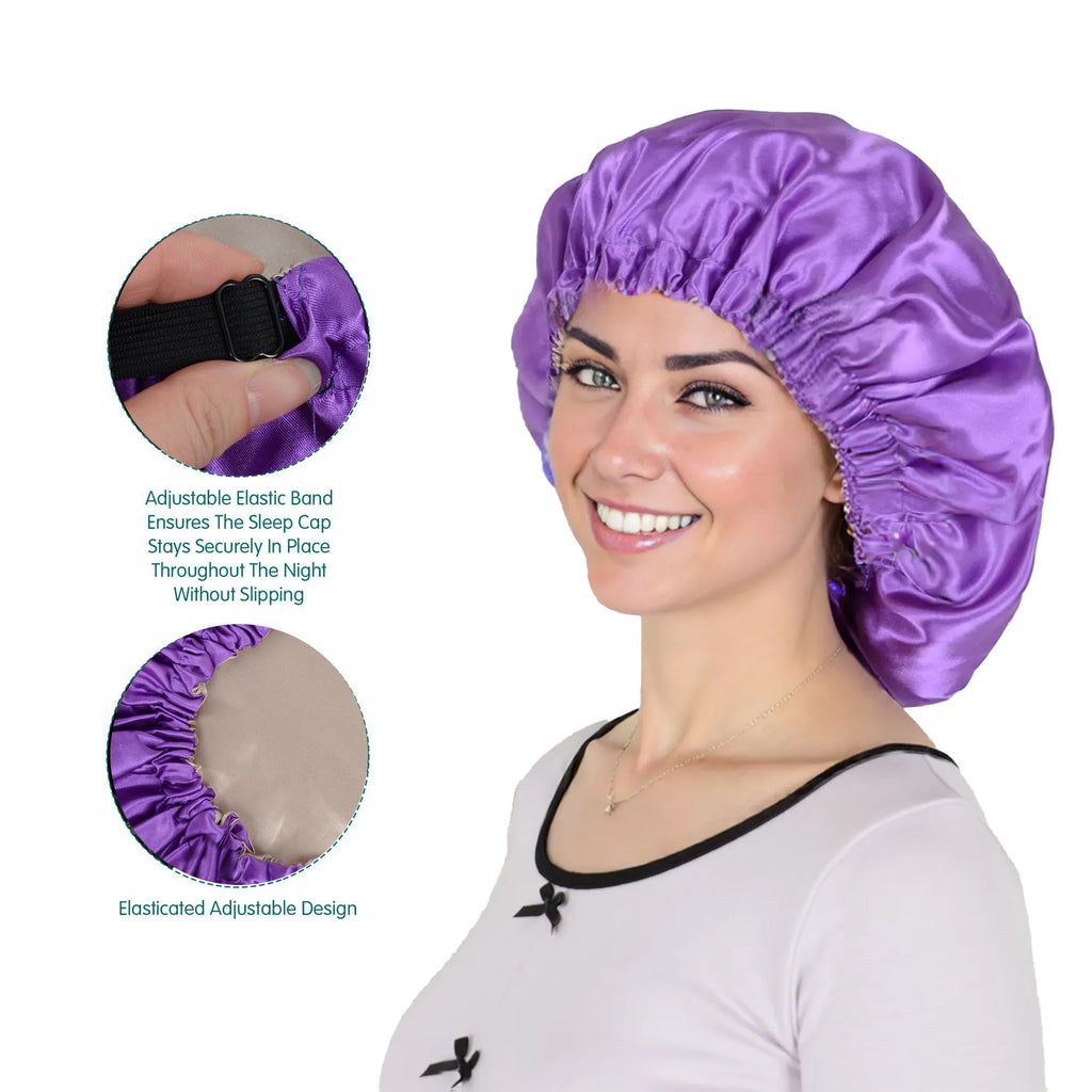 Anna-Kaci Sleep Bonnet Adjustable Elastic Band Smooth Hair Protection Cap for Curly and Natural Hair