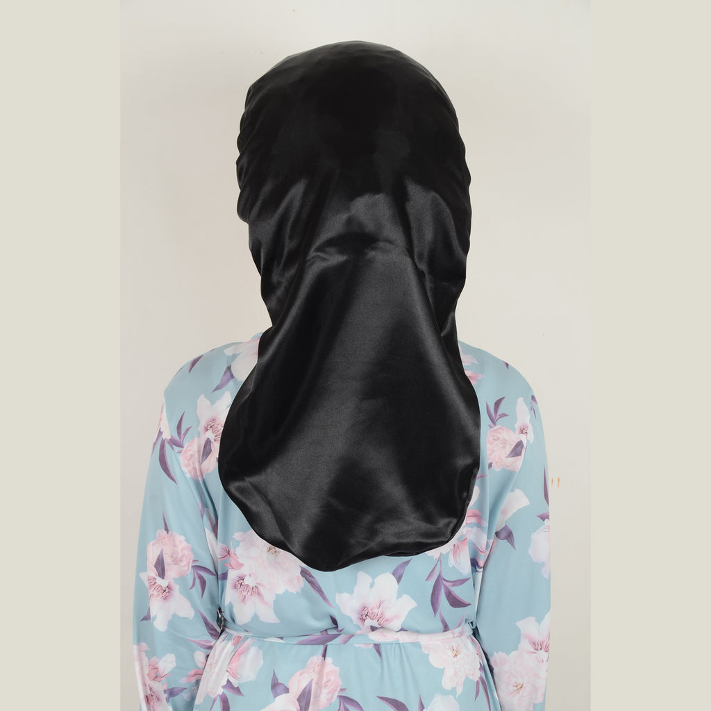 Anna-Kaci Satin Long Bonnet Sleep Cap with Stretch Turban Band for Hair Protection and Moisture Retention