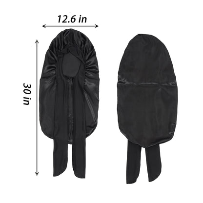 Anna-Kaci Satin Long Bonnet Sleep Cap with Stretch Turban Band for Hair Protection and Moisture Retention