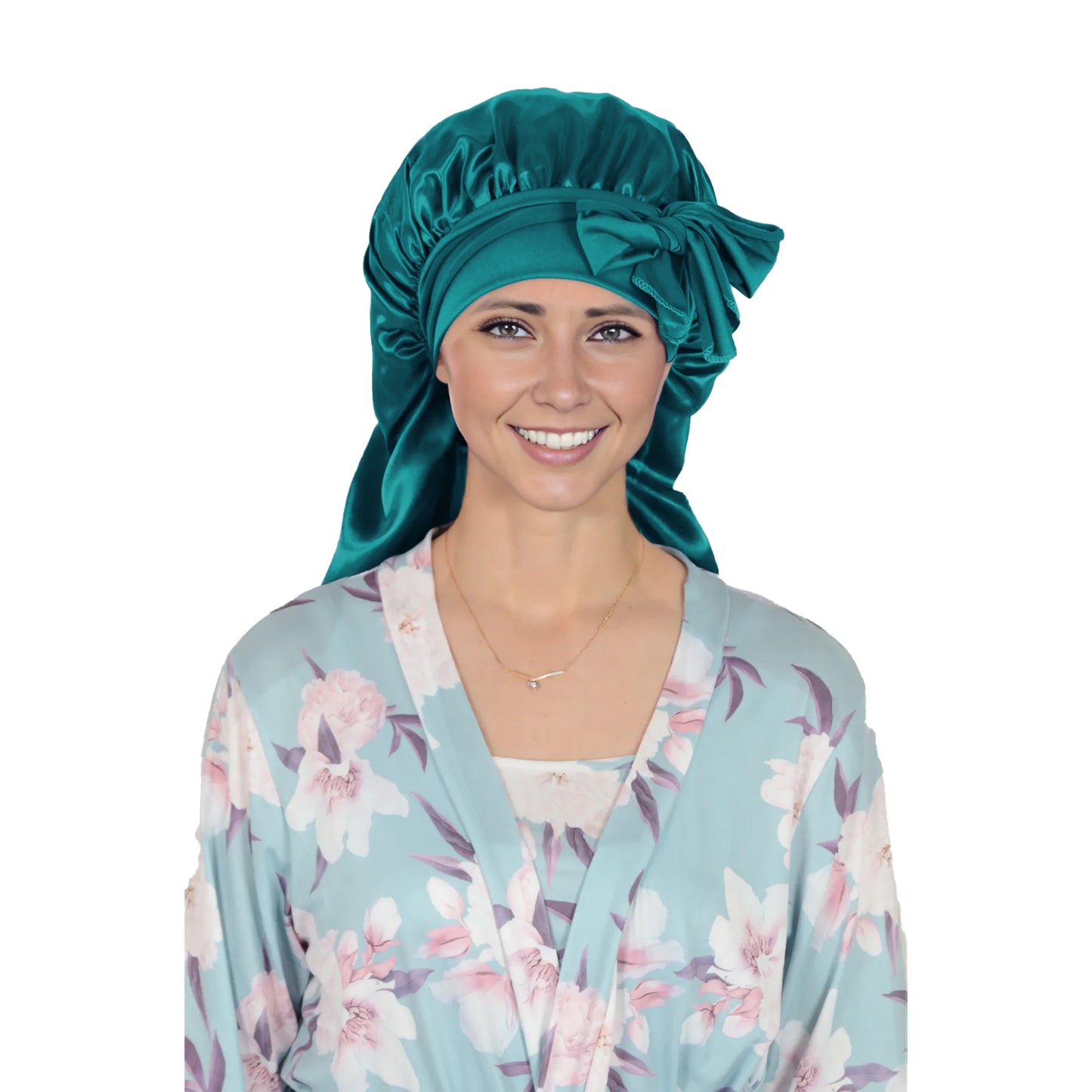 Anna-Kaci Satin Long Bonnet Sleep Cap with Stretch Turban Band for Hair Protection and Moisture Retention