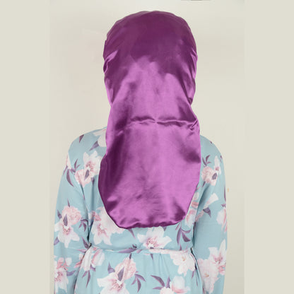 Anna-Kaci Satin Long Bonnet Sleep Cap with Stretch Turban Band for Hair Protection and Moisture Retention