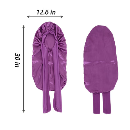 Anna-Kaci Satin Long Bonnet Sleep Cap with Stretch Turban Band for Hair Protection and Moisture Retention