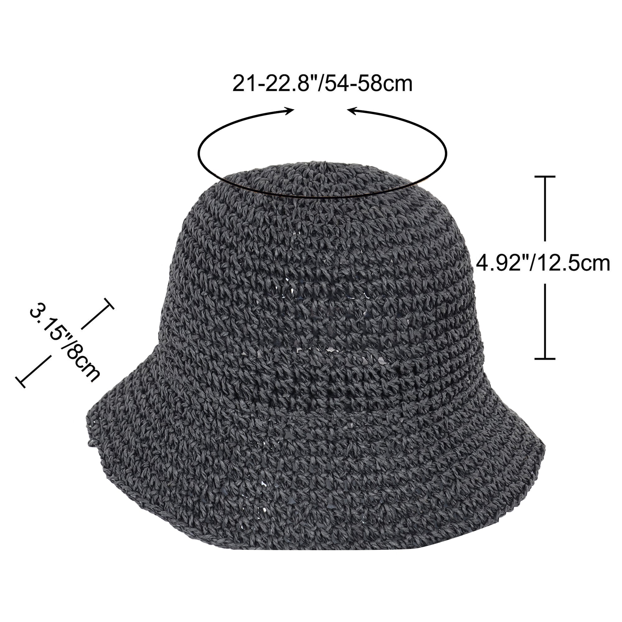 Anna-Kaci Crochet Raffia Bucket Hat Lightweight Foldable Wide Brim Sun Hat for Stylish Summer Protection