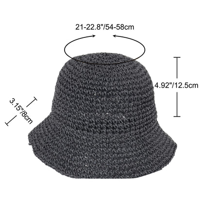Anna-Kaci Crochet Raffia Bucket Hat Lightweight Foldable Wide Brim Sun Hat for Stylish Summer Protection