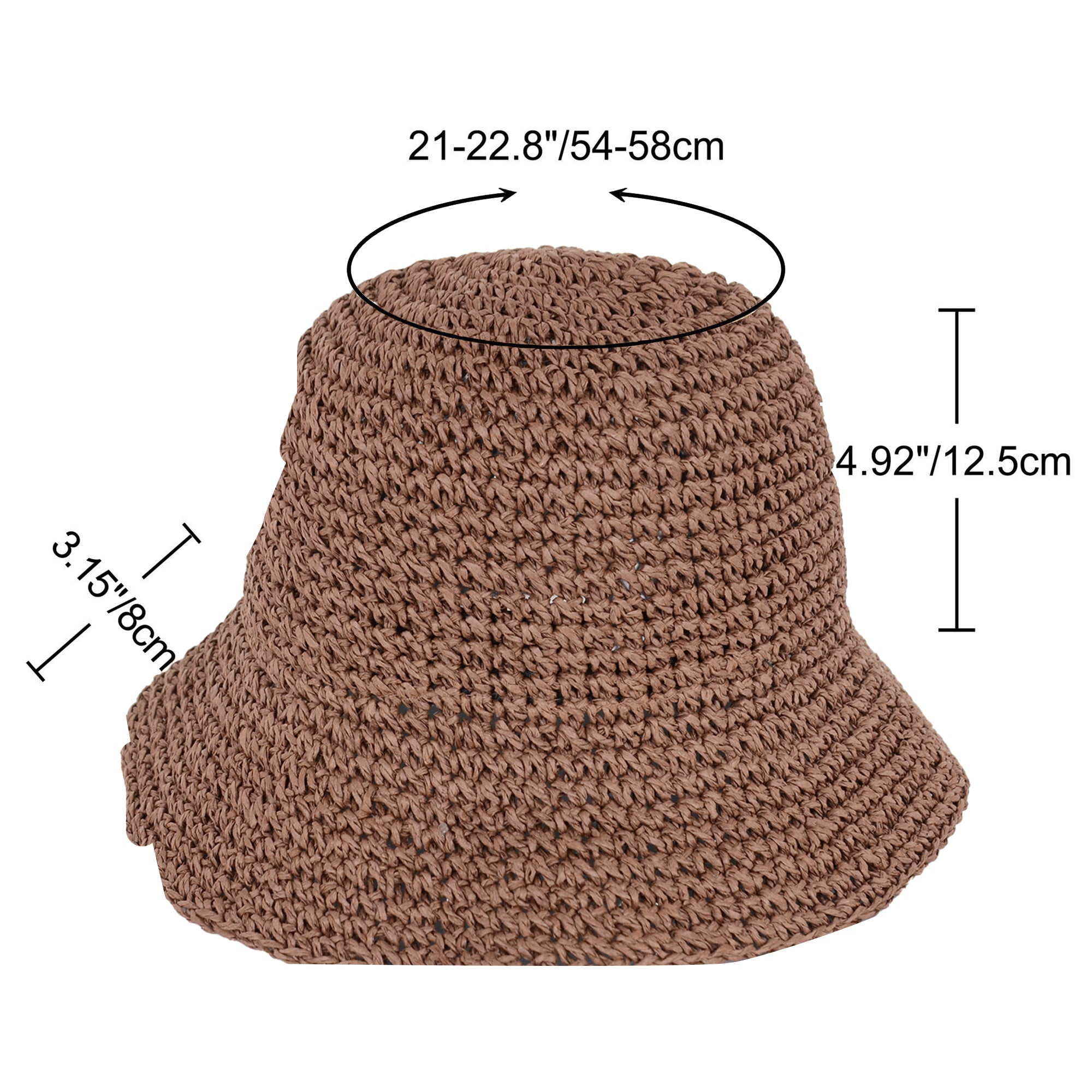 Anna-Kaci Crochet Raffia Bucket Hat Lightweight Foldable Wide Brim Sun Hat for Stylish Summer Protection