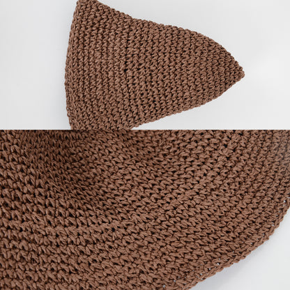 Anna-Kaci Crochet Raffia Bucket Hat Lightweight Foldable Wide Brim Sun Hat for Stylish Summer Protection