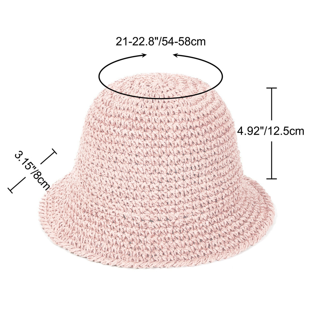 Anna-Kaci Crochet Raffia Bucket Hat Lightweight Foldable Wide Brim Sun Hat for Stylish Summer Protection