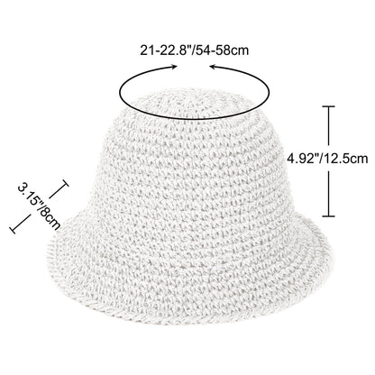 Anna-Kaci Crochet Raffia Bucket Hat Lightweight Foldable Wide Brim Sun Hat for Stylish Summer Protection