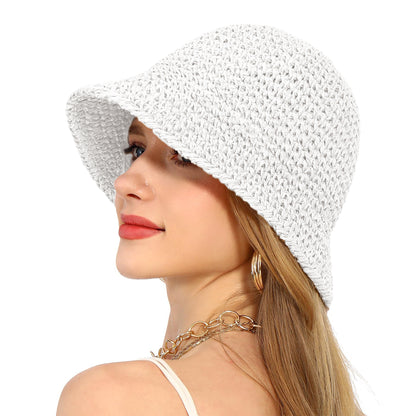 Anna-Kaci Crochet Raffia Bucket Hat Lightweight Foldable Wide Brim Sun Hat for Stylish Summer Protection