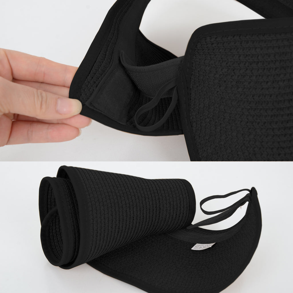 Anna-Kaci Wide Brim Roll-Up Straw Sun Visor Lightweight Packable Open-Top Beach Hat for UV Protection