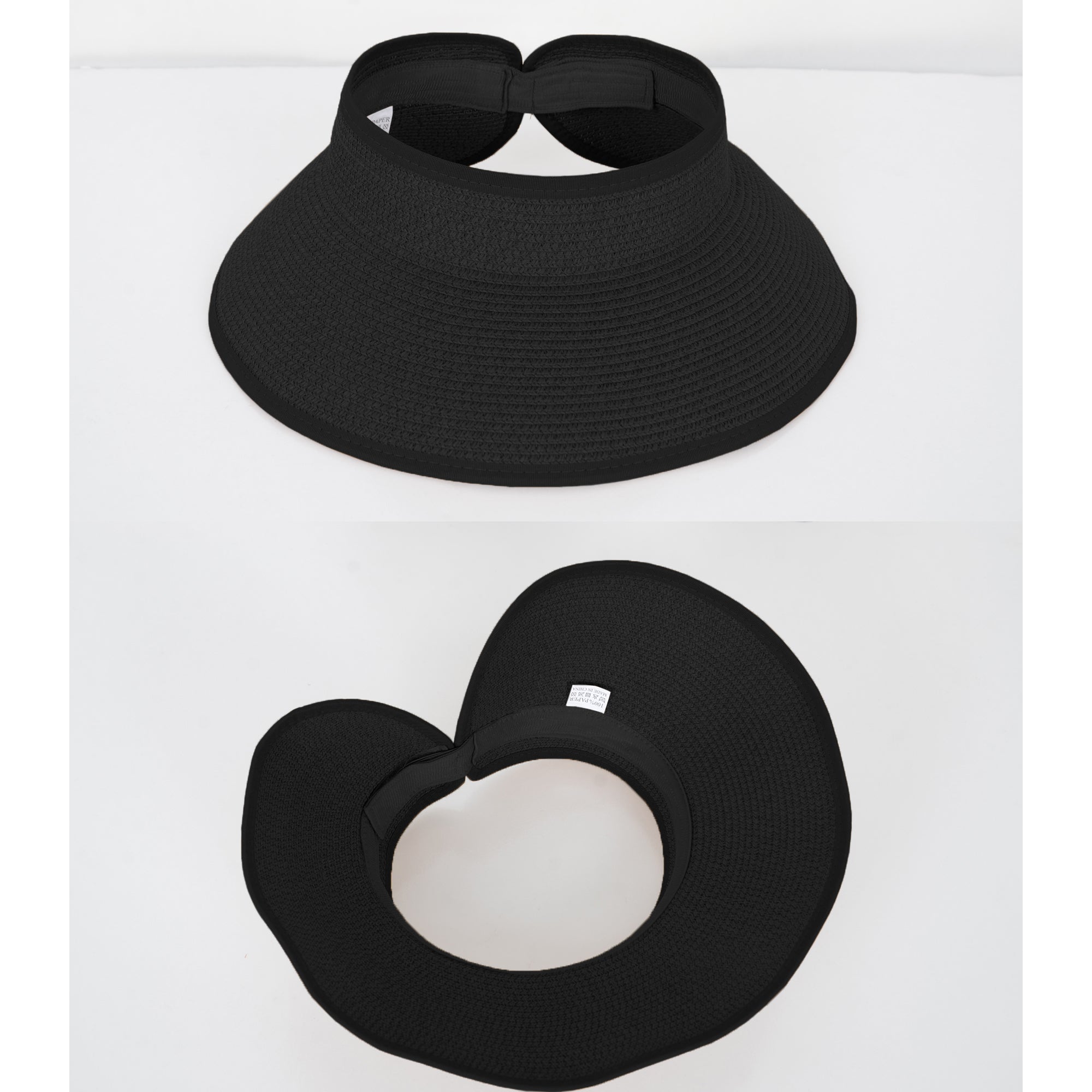Anna-Kaci Wide Brim Roll-Up Straw Sun Visor Lightweight Packable Open-Top Beach Hat for UV Protection