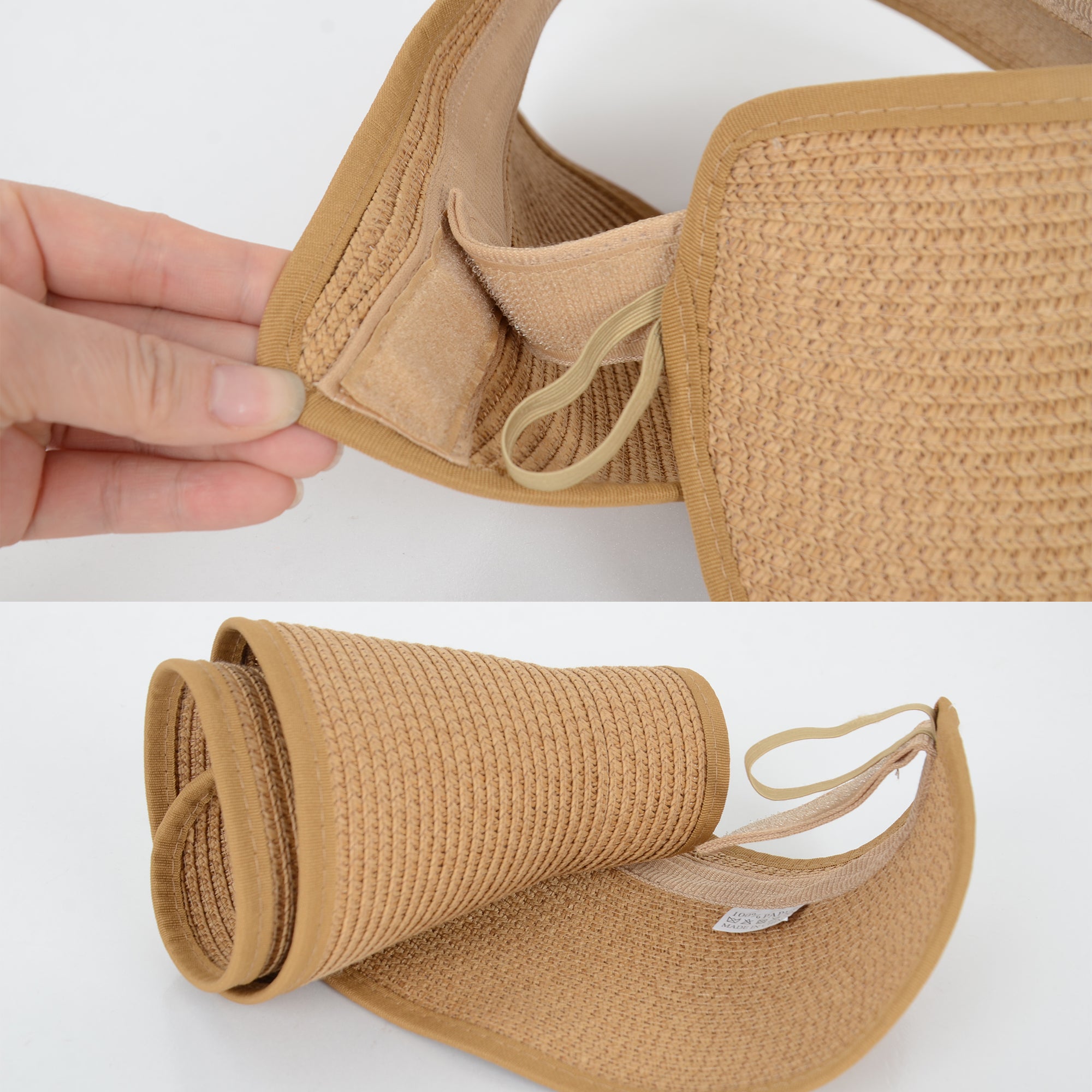Anna-Kaci Wide Brim Roll-Up Straw Sun Visor Lightweight Packable Open-Top Beach Hat for UV Protection