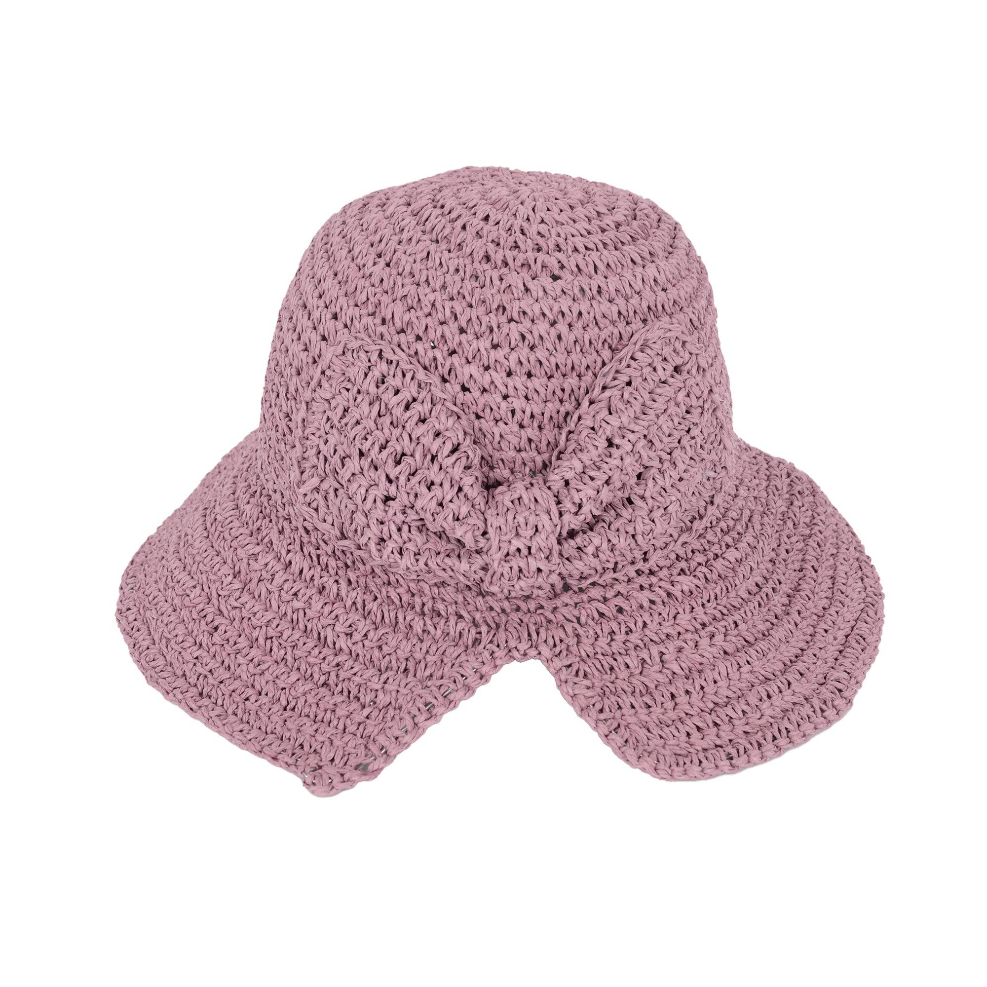Anna-Kaci Crochet Raffia Sun Hat with Wide Brim and Bow Detail Foldable Summer Beach Hat for Stylish Sun Protection