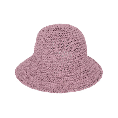 Anna-Kaci Crochet Raffia Sun Hat with Wide Brim and Bow Detail Foldable Summer Beach Hat for Stylish Sun Protection