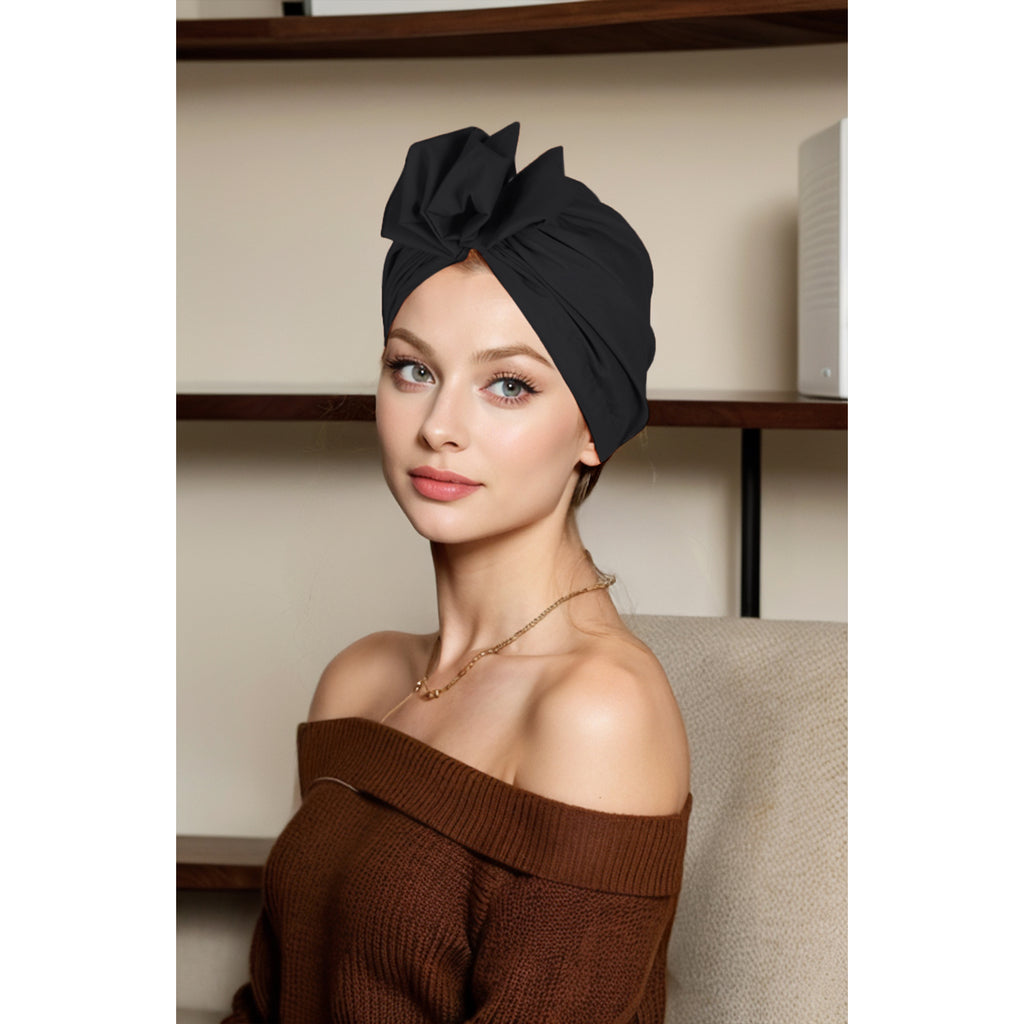 Anna-Kaci Vintage Turban Headwrap with Large Bow Elegant Soft Stretch Headscarf for Women