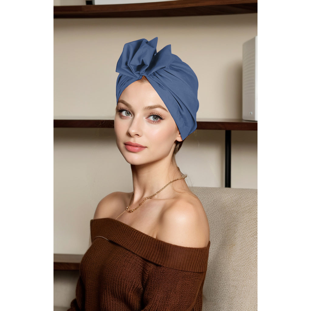 Anna-Kaci Vintage Turban Headwrap with Large Bow Elegant Soft Stretch Headscarf for Women