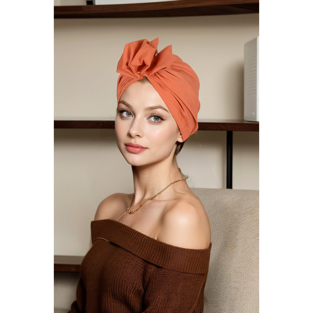 Anna-Kaci Vintage Turban Headwrap with Large Bow Elegant Soft Stretch Headscarf for Women