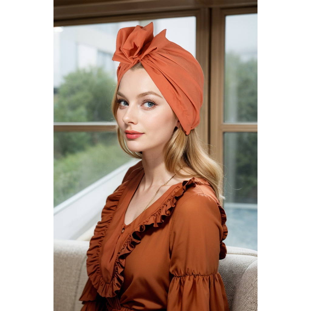 Anna-Kaci Vintage Turban Headwrap with Large Bow Elegant Soft Stretch Headscarf for Women