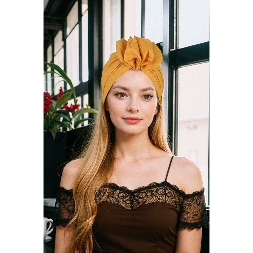Anna-Kaci Vintage Turban Headwrap with Large Bow Elegant Soft Stretch Headscarf for Women