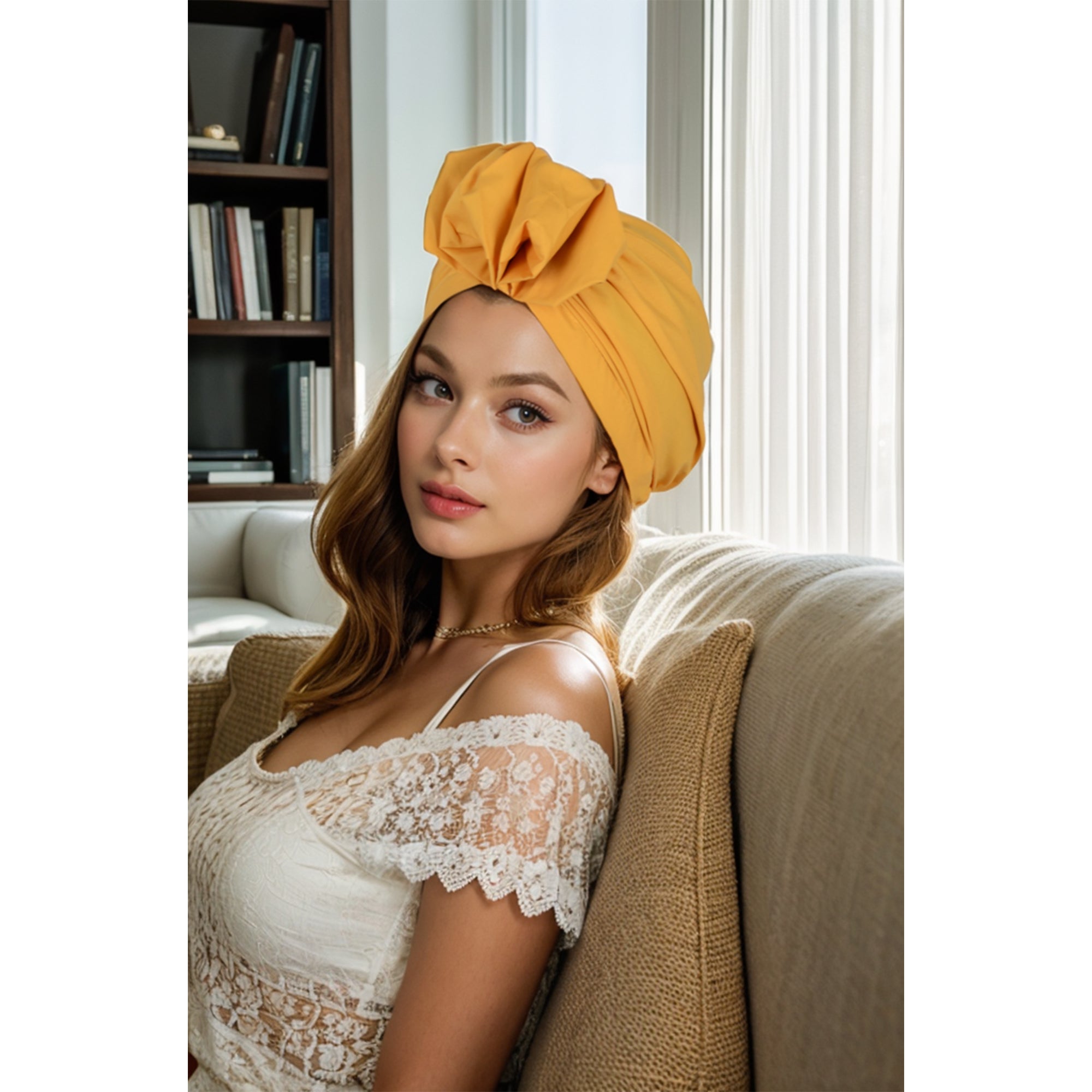 Anna-Kaci Vintage Turban Headwrap with Large Bow Elegant Soft Stretch Headscarf for Women
