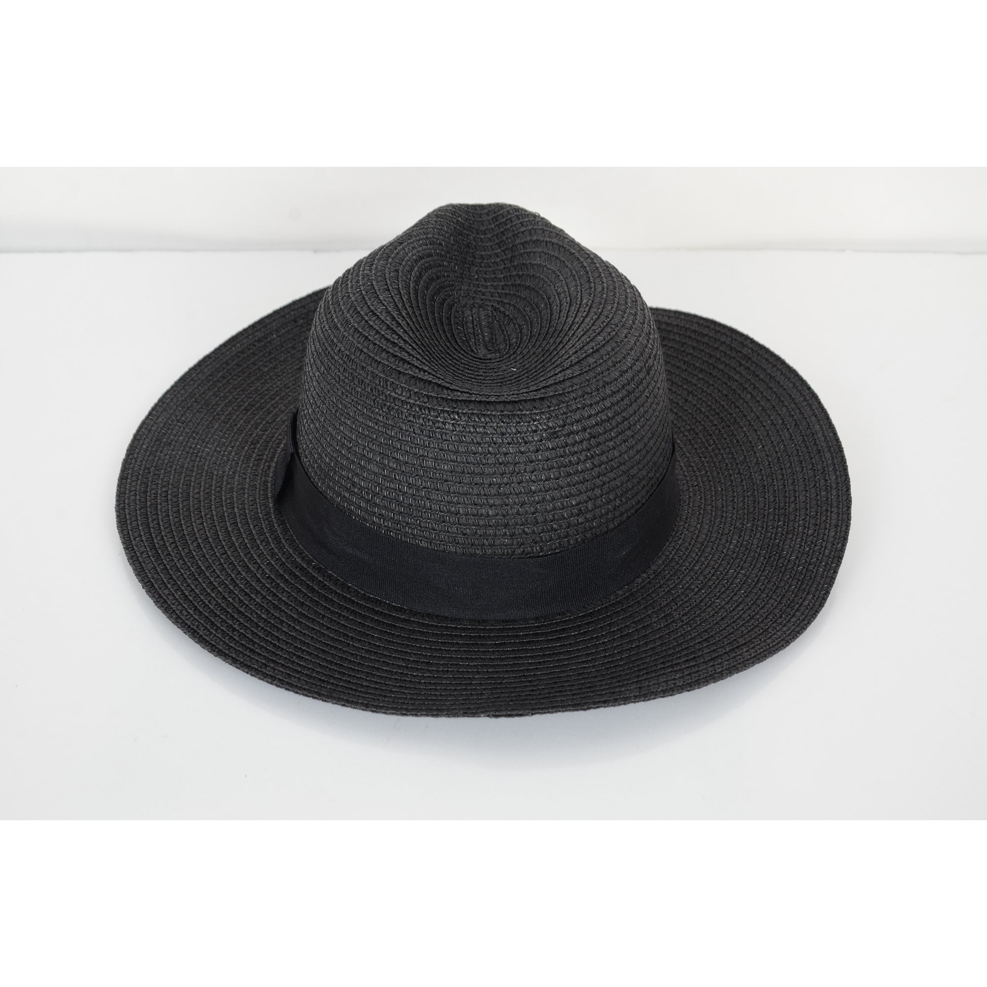 Anna-Kaci Wide Brim Straw Fedora Sun Hat with Black Band Lightweight Packable Summer Panama Hat for UV Protection