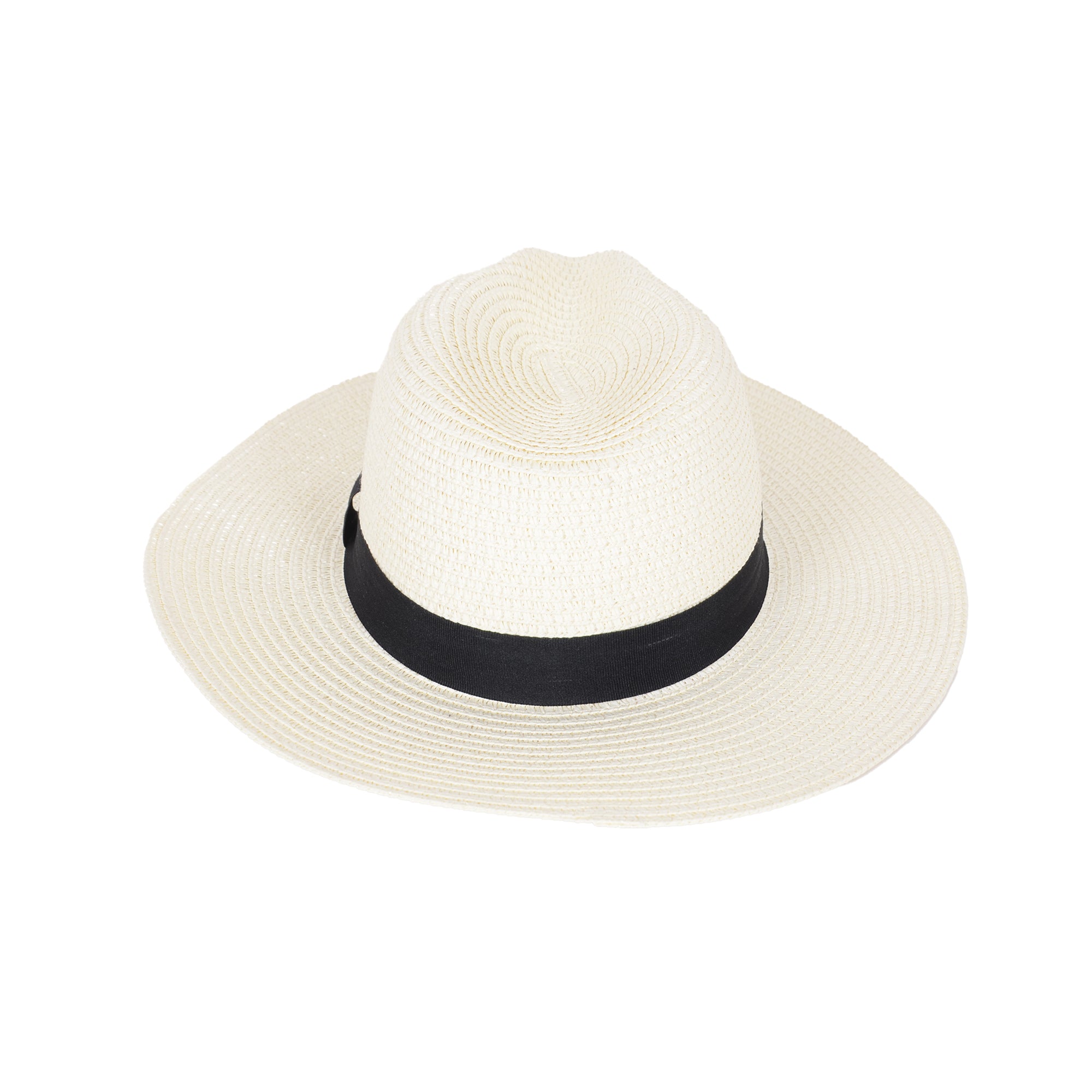 Anna-Kaci Wide Brim Straw Fedora Sun Hat with Black Band Lightweight Packable Summer Panama Hat for UV Protection