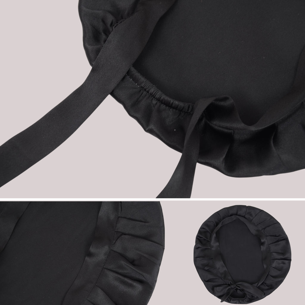 Anna-Kaci Women Satin Sleep Bonnet Adjustable Tie Back Hair Protection Cap for All Hair Types