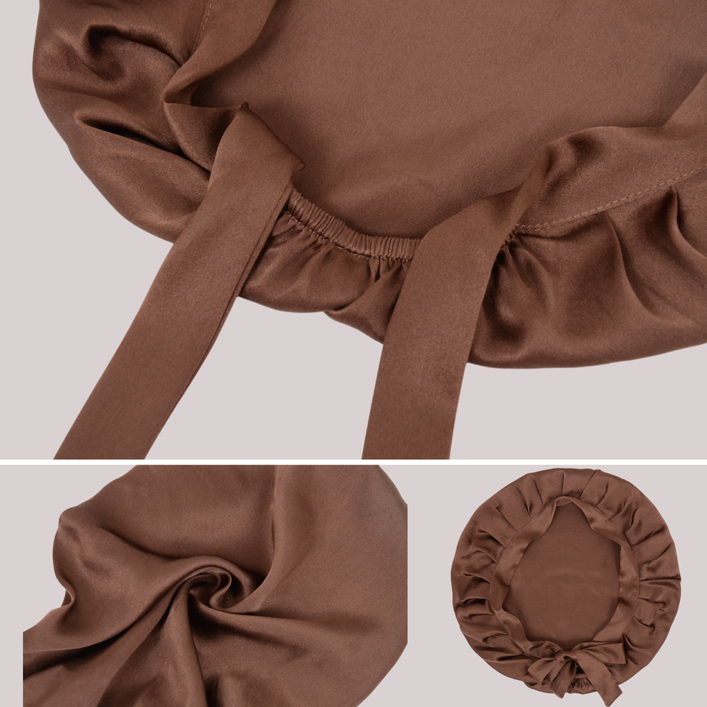 Anna-Kaci Women Satin Sleep Bonnet Adjustable Tie Back Hair Protection Cap for All Hair Types