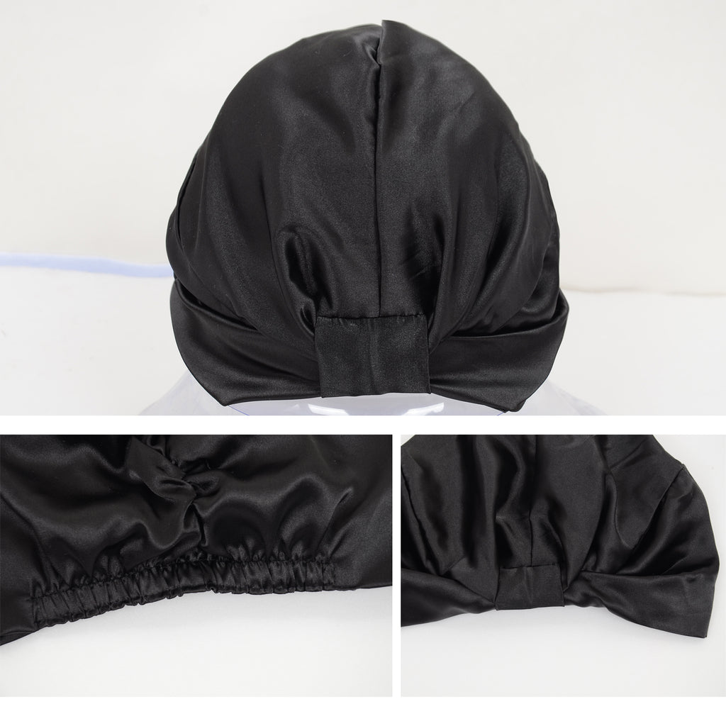 Anna-Kaci Women Silk Bonnet for Sleeping Satin Lined Hair Bonnet Twist Elastic Band Hair Cap