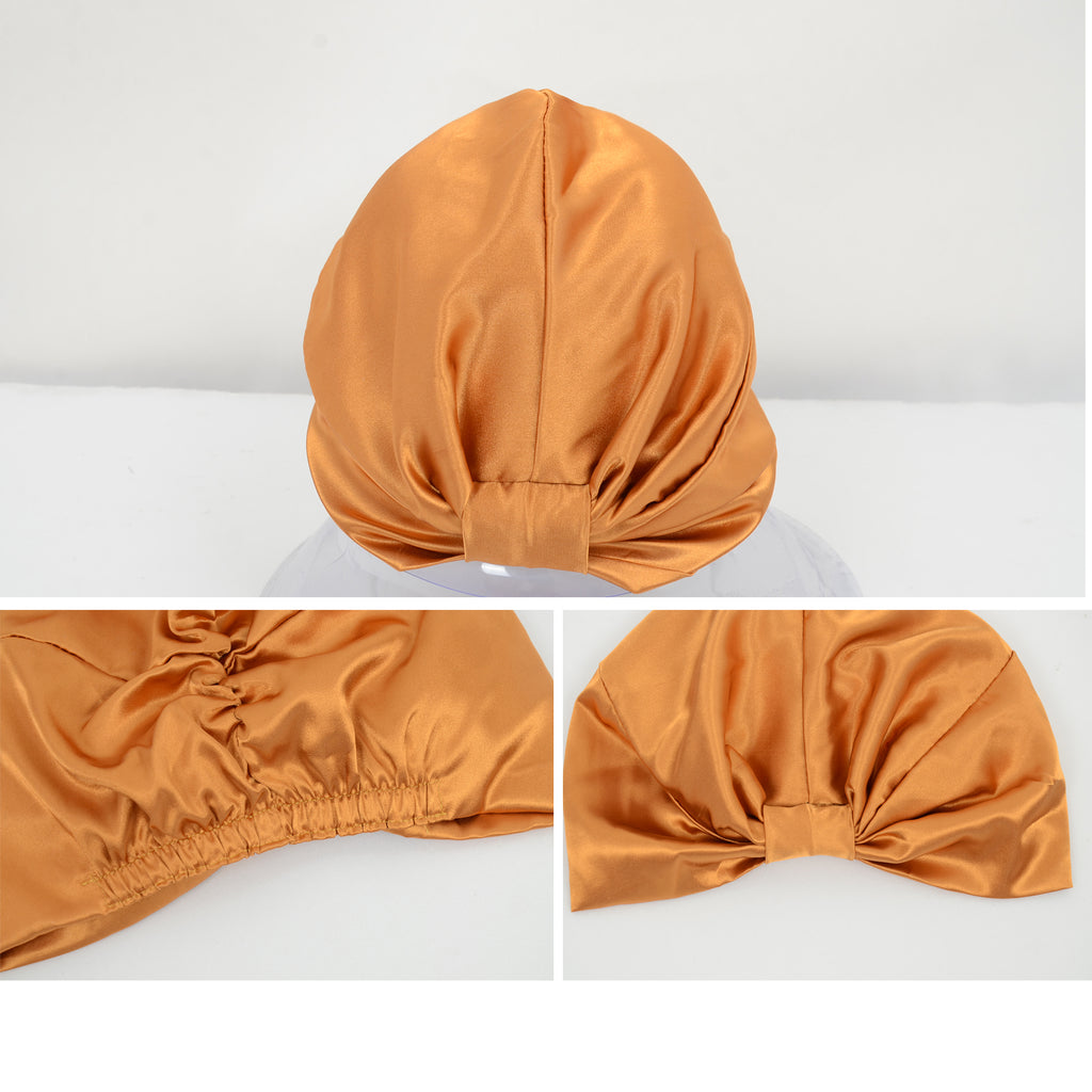 Anna-Kaci Women Silk Bonnet for Sleeping Satin Lined Hair Bonnet Twist Elastic Band Hair Cap