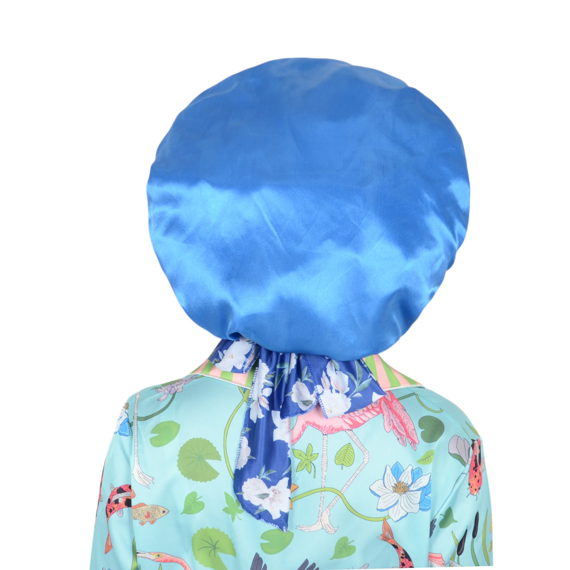 Anna-Kaci Women Silk Bonnet for Sleeping Satin Lined Hair Bonnet with Floral Tie Band for Curly Hair Protection