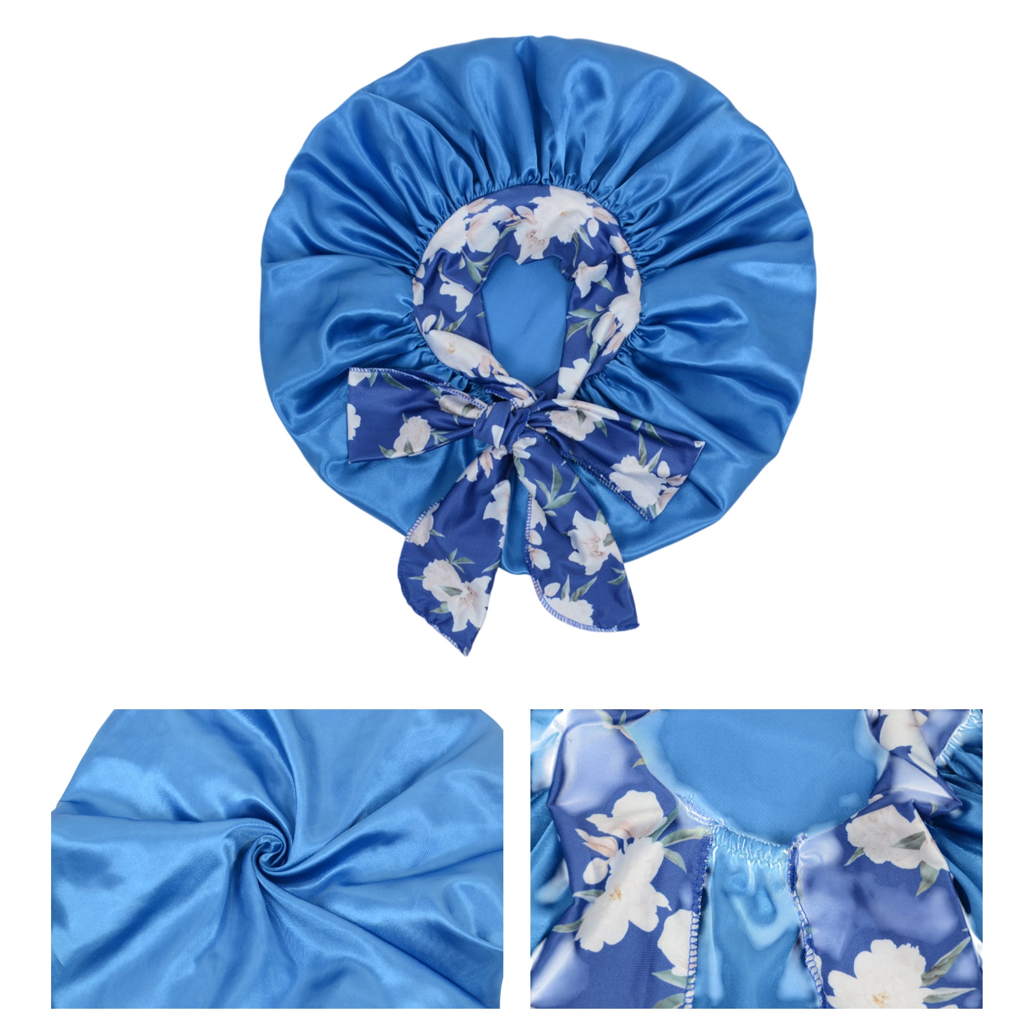 Anna-Kaci Women Silk Bonnet for Sleeping Satin Lined Hair Bonnet with Floral Tie Band for Curly Hair Protection