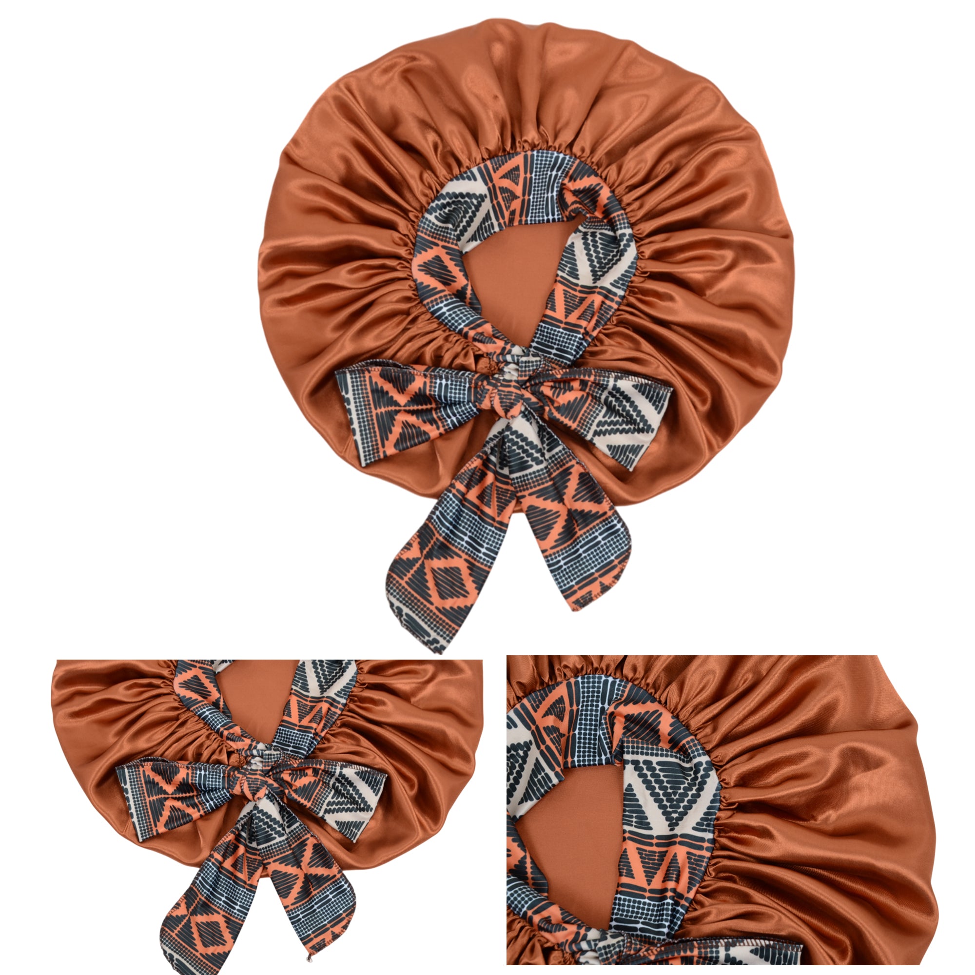 Anna-Kaci Women Silk Bonnet for Sleeping Satin Lined Hair Bonnet with Floral Tie Band for Curly Hair Protection
