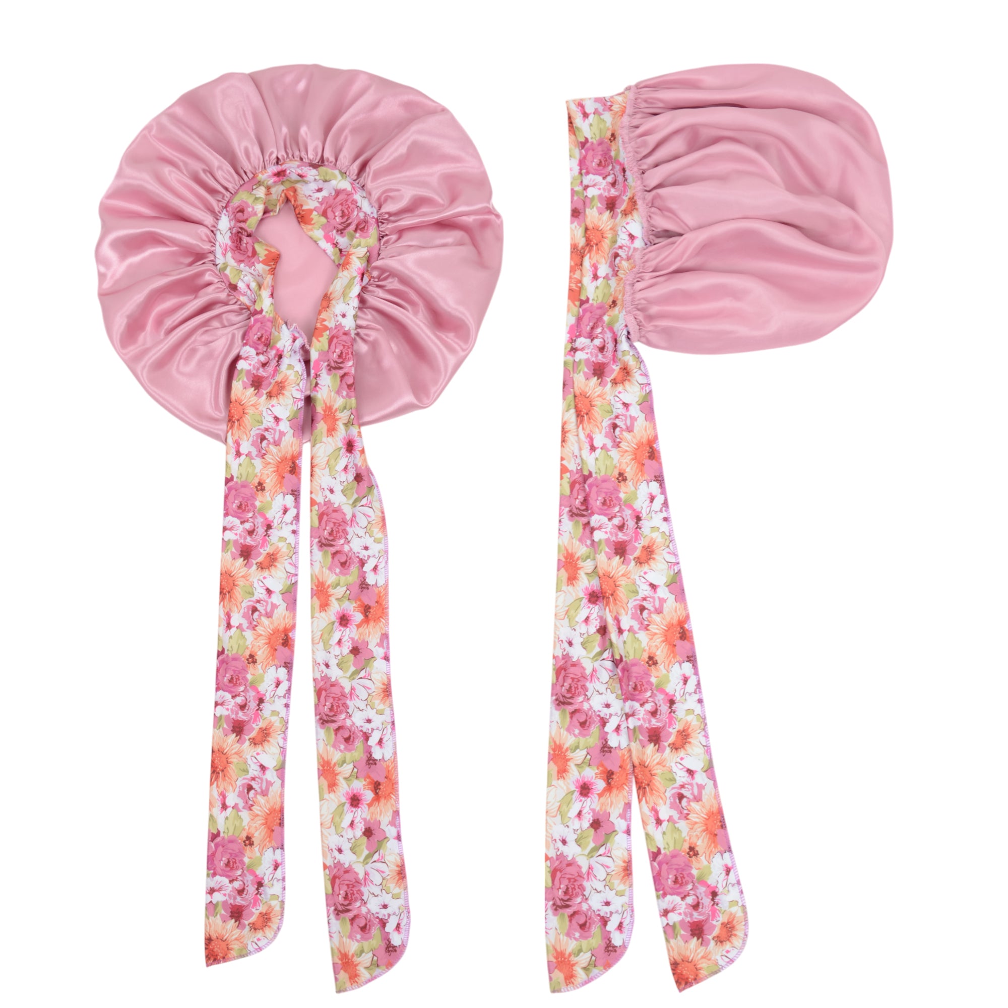 Anna-Kaci Women Silk Bonnet for Sleeping Satin Lined Hair Bonnet with Floral Tie Band for Curly Hair Protection