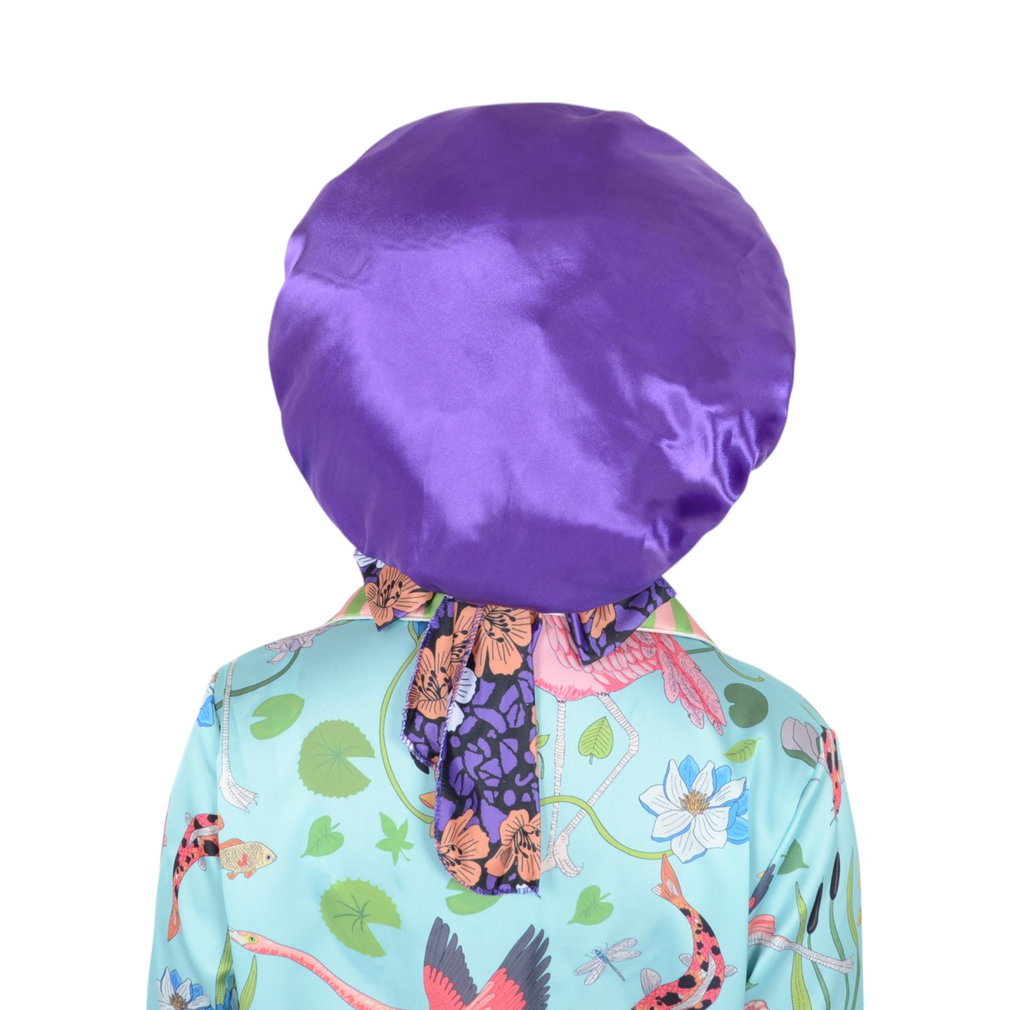 Anna-Kaci Women Silk Bonnet for Sleeping Satin Lined Hair Bonnet with Floral Tie Band for Curly Hair Protection