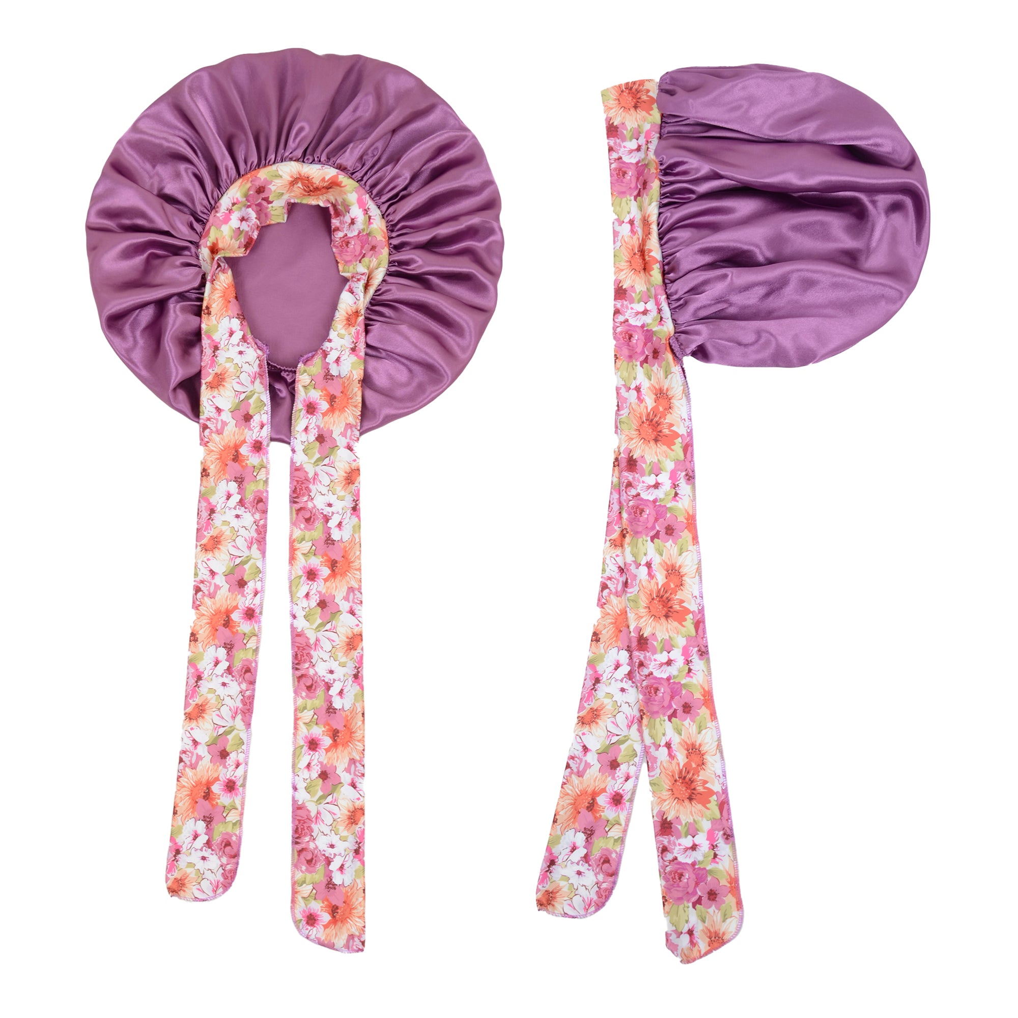 Anna-Kaci Women Silk Bonnet for Sleeping Satin Lined Hair Bonnet with Floral Tie Band for Curly Hair Protection