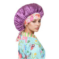 Anna-Kaci Women Silk Bonnet for Sleeping Satin Lined Hair Bonnet with Floral Tie Band for Curly Hair Protection