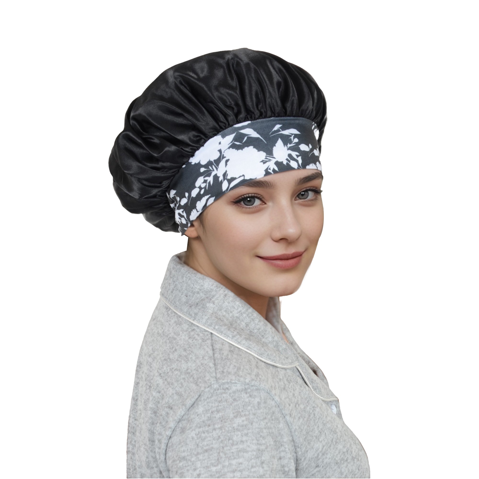 Anna-Kaci Women Silk Bonnet for Sleeping Satin Hair Bonnet with Floral Elastic Band for Hair Protection