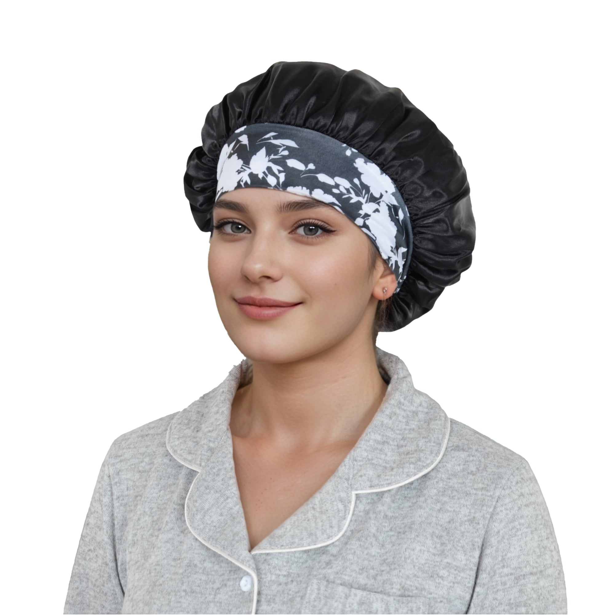 Anna-Kaci Women Silk Bonnet for Sleeping Satin Hair Bonnet with Floral Elastic Band for Hair Protection