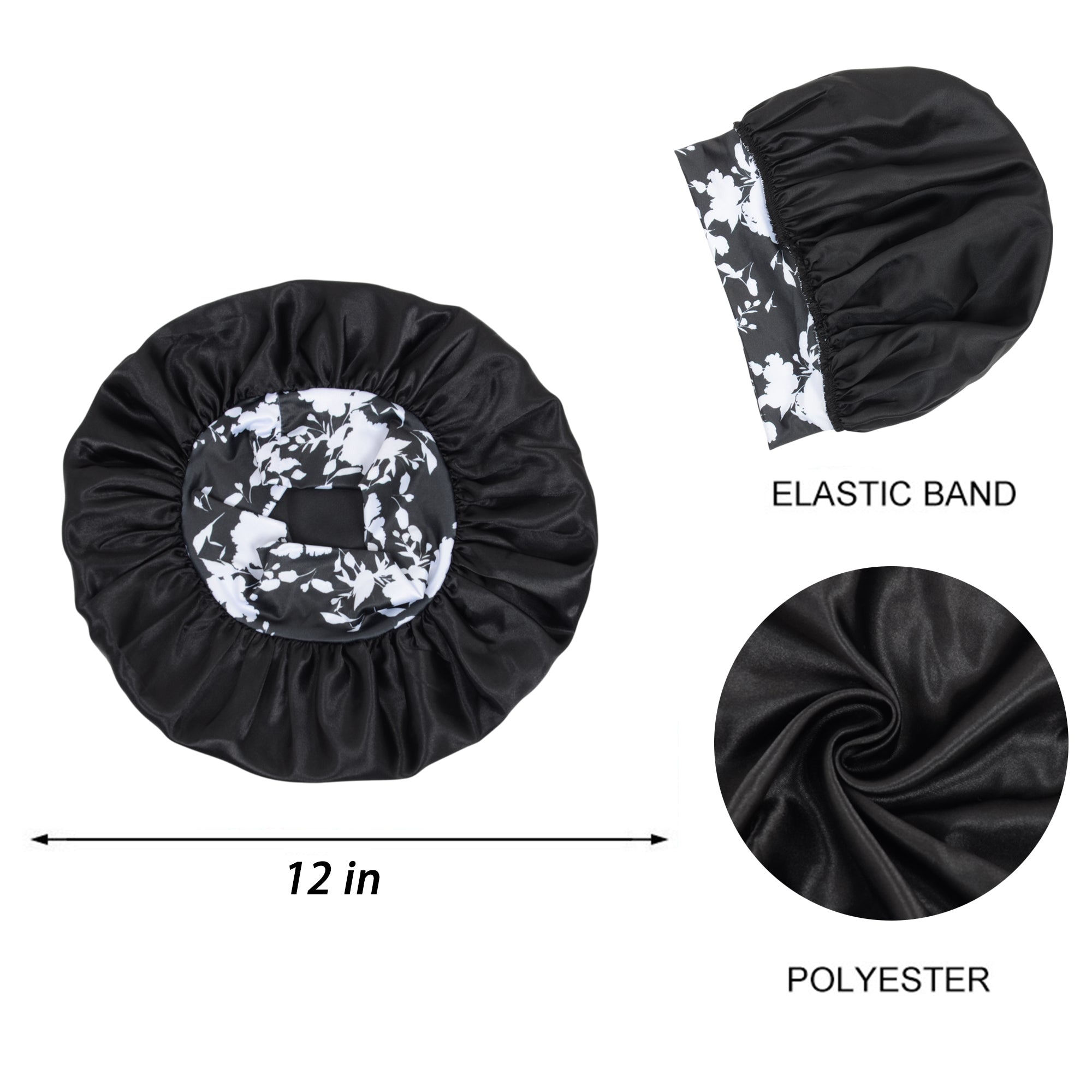 Anna-Kaci Women Silk Bonnet for Sleeping Satin Hair Bonnet with Floral Elastic Band for Hair Protection