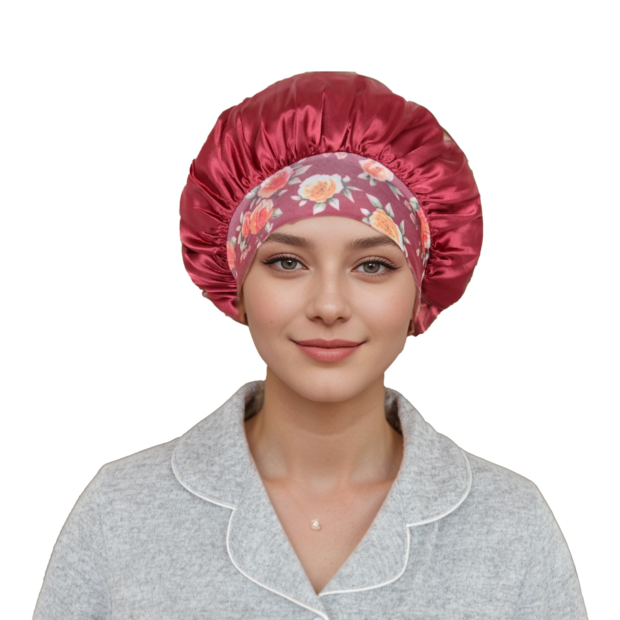 Anna-Kaci Women Silk Bonnet for Sleeping Satin Hair Bonnet with Floral Elastic Band for Hair Protection